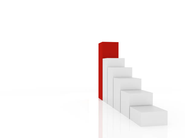 istock 3D render business bar graph with elevator in white background. Concept better choice to success 841117672