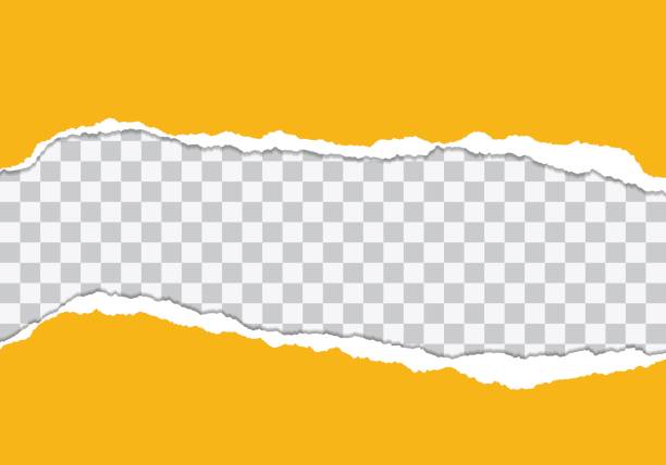 векторная иллюстрация разорванной желтой бумаги с прозрачным фоном, изолированной на белом фоне, пригодной для вставки текста - cut or torn paper tearing torn paper stock illustrations