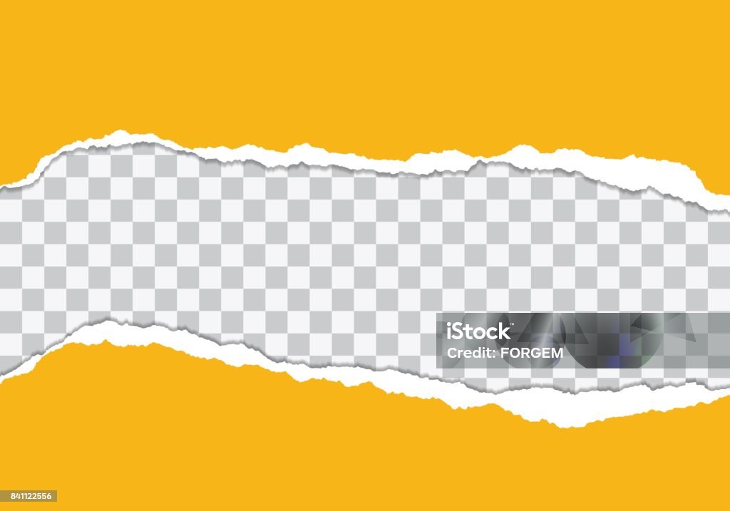 Vector illustration of torn yellow paper with Transparent background isolated on white background suitable for text insertion Paper stock vector
