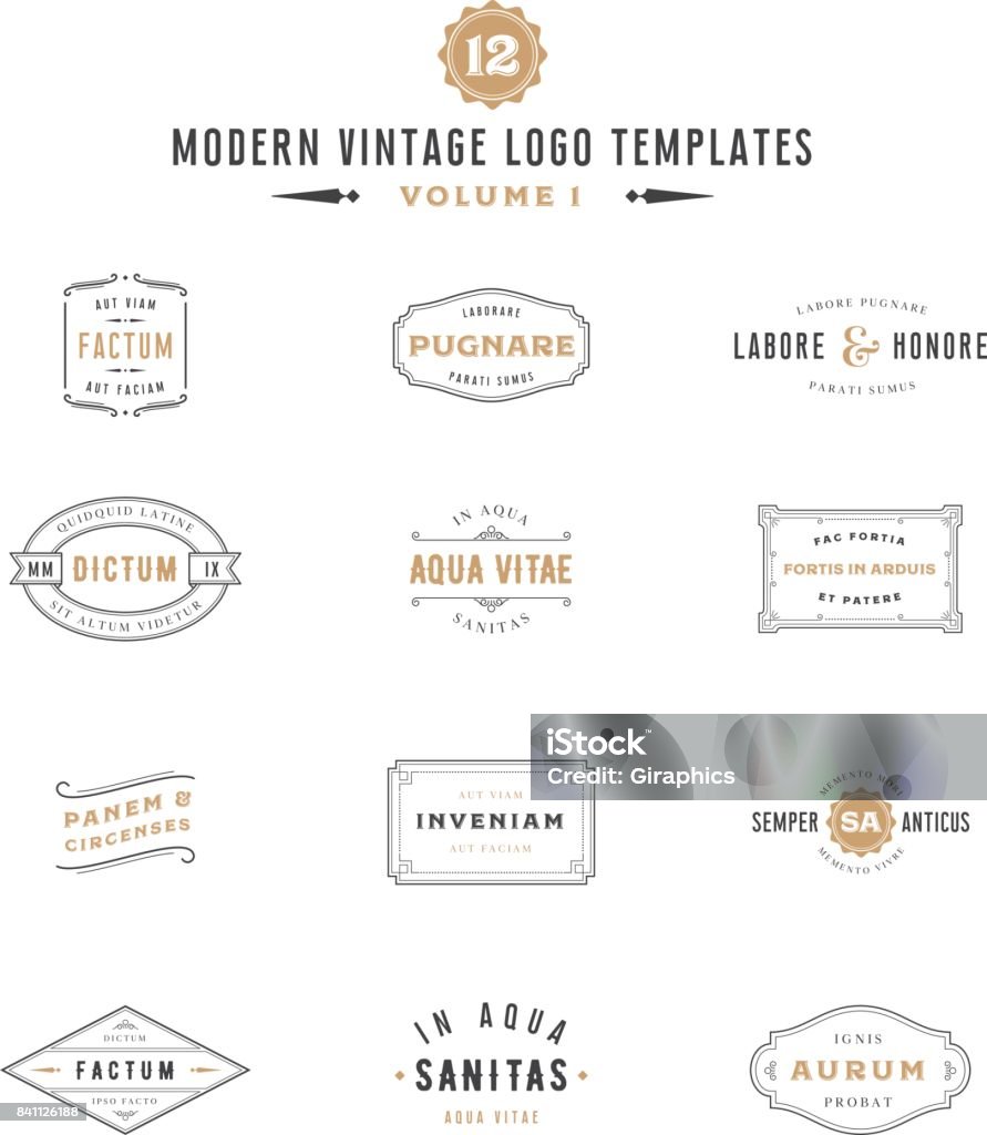 Vintage Labels and icon Templates Bundle Collection of Vintage icon Designs Logo stock vector