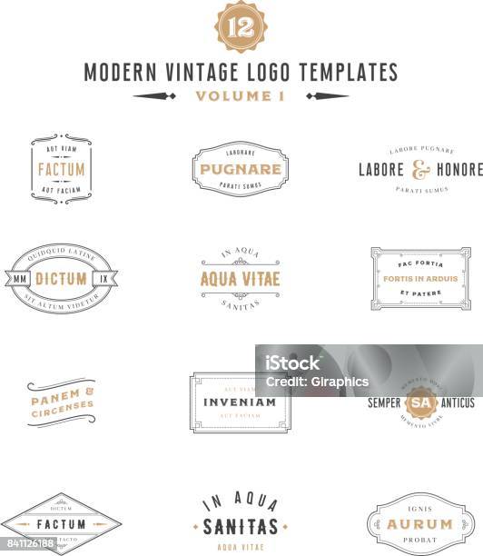 Vintage Labels And Icon Templates Stock Illustration - Download Image Now - Logo, Seal - Stamp, Badge