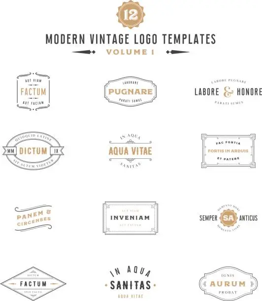 Vector illustration of Vintage Labels and icon Templates