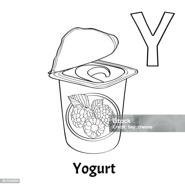 Vector Alphabet Letter Y Coloring Page Yogurt Stock Illustration - Download Image Now - Alphabet, Cartoon, Child