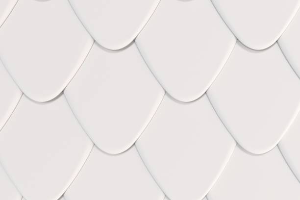 istock Pattern of white rounded roof tiles 841139630