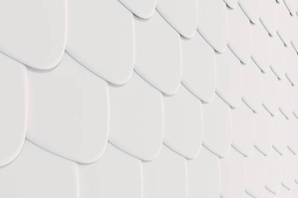 istock Pattern of white rounded roof tiles 841139684
