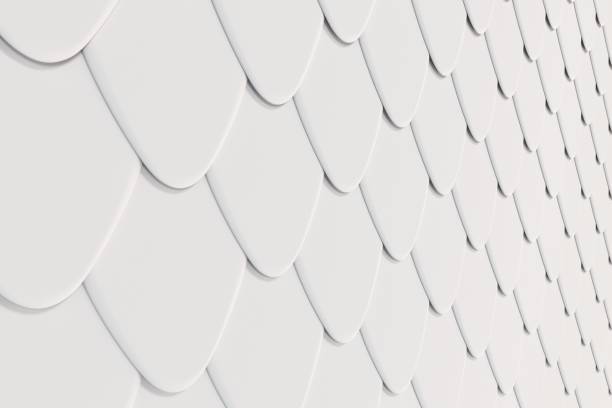 istock Pattern of white rounded roof tiles 841139754