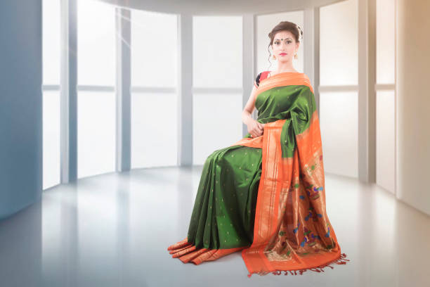 Beautiful Indian lady in traditional saree as bridesmaid