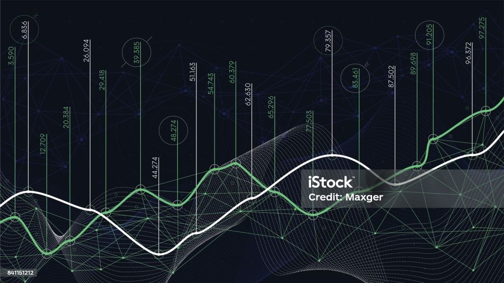 Concetto di analisi digitale, visualizzazione dei dati, pianificazione finanziaria, vettore - arte vettoriale royalty-free di Tempo - Concetto