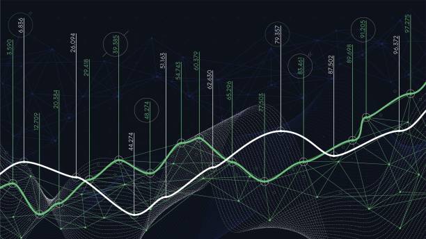 illustrazioni stock, clip art, cartoni animati e icone di tendenza di concetto di analisi digitale, visualizzazione dei dati, pianificazione finanziaria, vettore - stock exchange stock market data finance financial figures