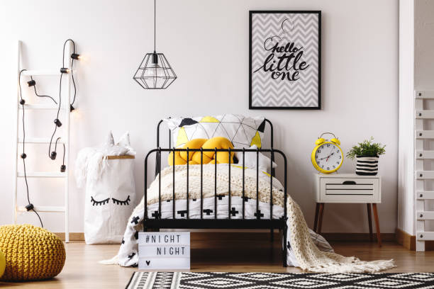istock Kids bedroom with retro clock 841155120
