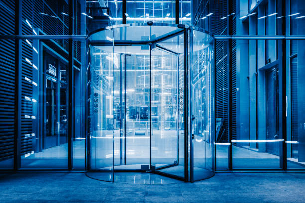 modern entrance with revolving door