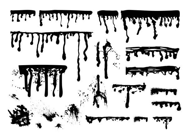 istock Ink paint streaks, spots and splatters set isolated on whie 841162622