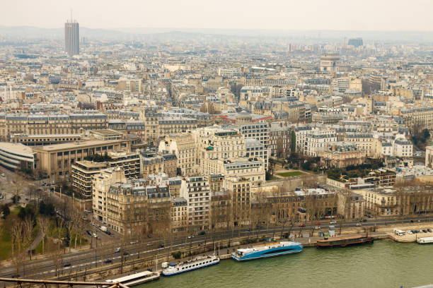 istock Panorama of tall buildings in Paris from Eiffel tower 841163334
