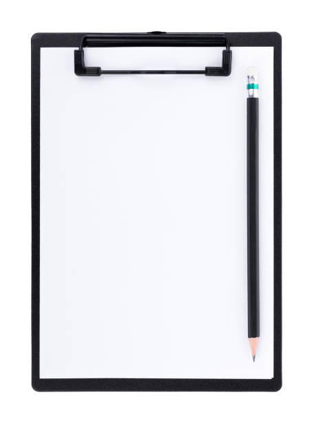 istock Blank paper on black clipboard with space on white background 841163756