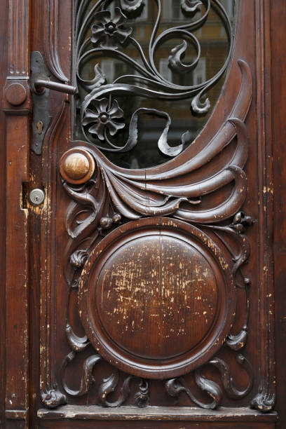 istock Retro styled wooden doors with iron details 841177514
