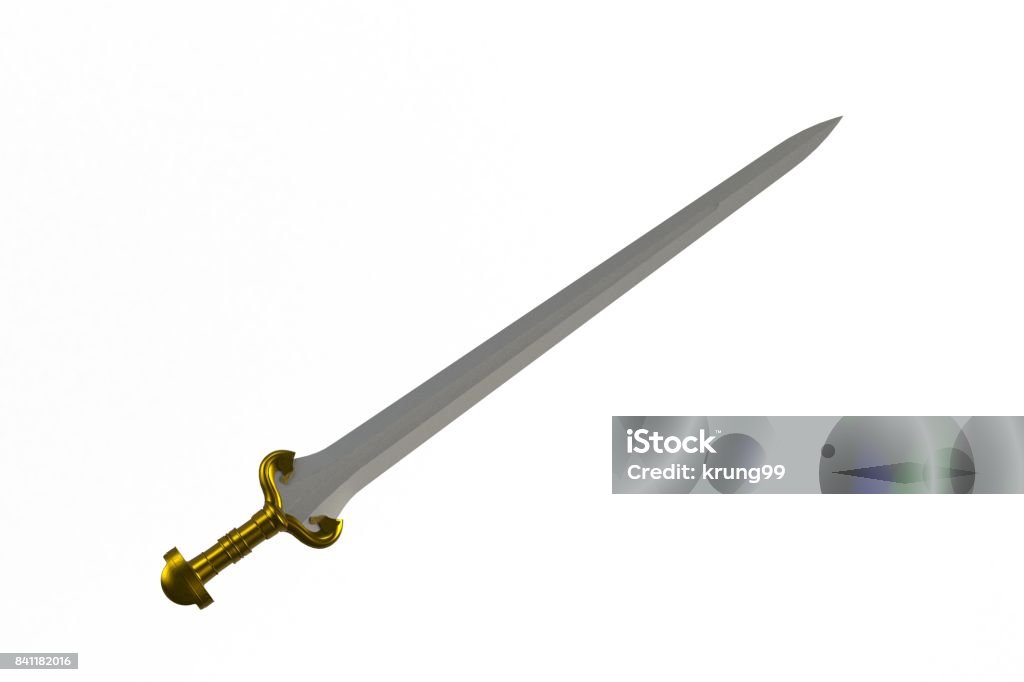 Espada de diagonal, aislado sobre fondo blanco, Render 3D - Foto de stock de Recortable libre de derechos