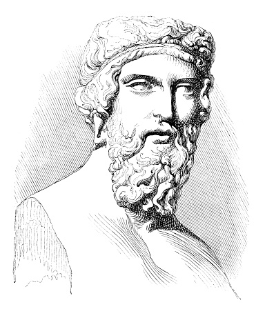 Engraving of philosopher Plato or Platon was a philosopher in Classical Greece and the founder of the Academy in Athens, the first institution of higher learning in the Western world.