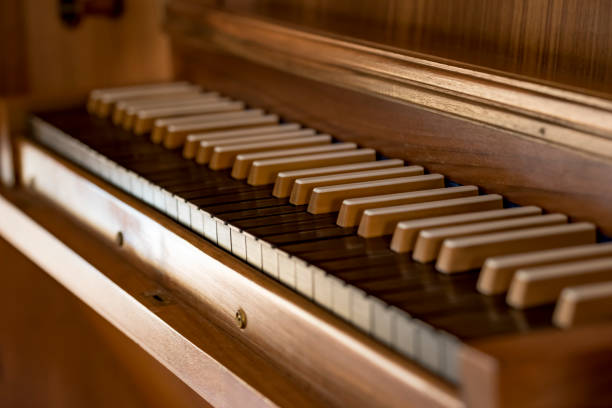 istock Church organ with wooden keys 841188672