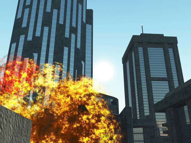 istock bomb blast in the city 3D rendering 841188736
