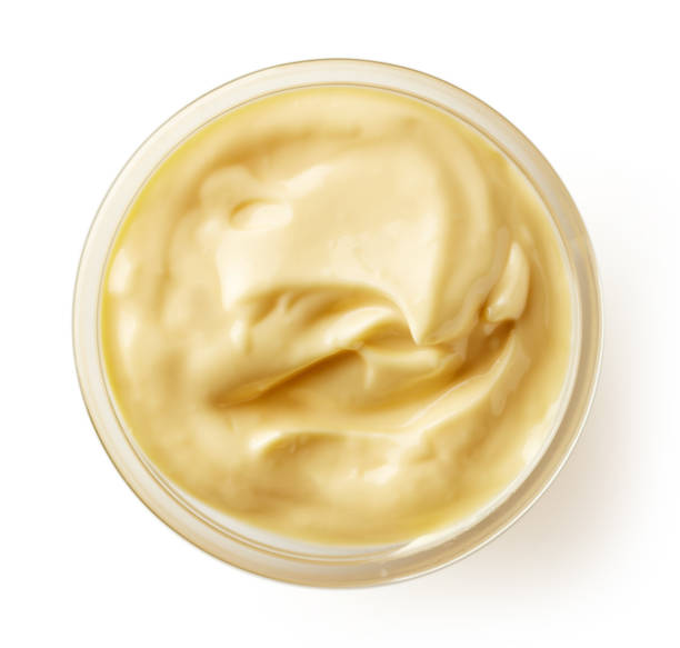 istock Bowl of mayonnaise isolated on white, from above 841188970