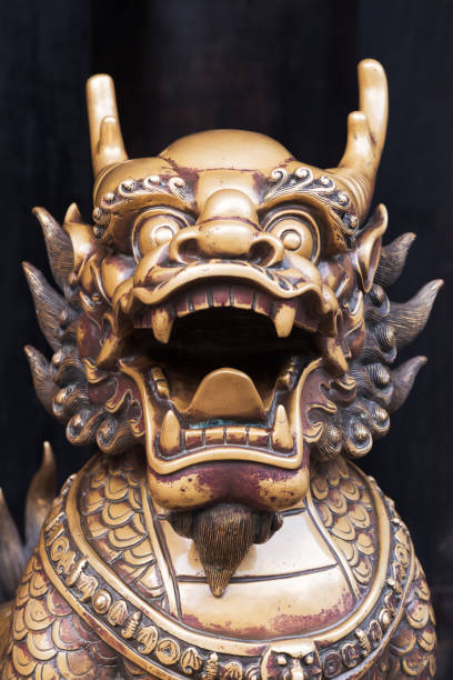 istock Dragon bronze statue in a chinese buddhist temple 841193078