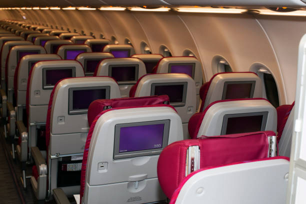 Qatar Airways Airbus A320 business class seats stock photo