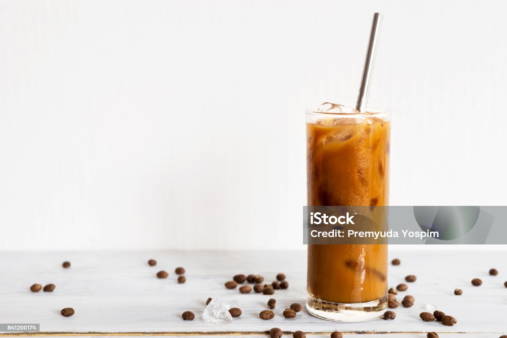 cold brew coffee glass of cold brew coffee with milk Cold Brew Coffee Stock Photo