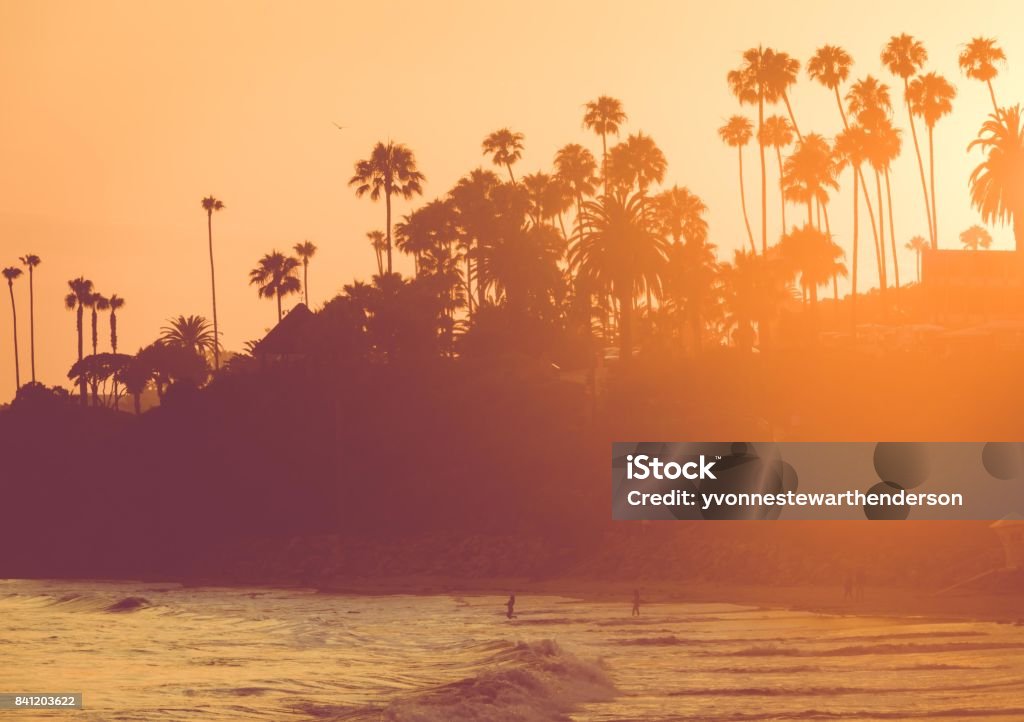 Beach at Sunset, California Sunset beach scene, California California Stock Photo