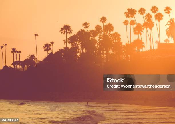 Beach At Sunset California Stock Photo - Download Image Now - California, Orange County - California, Sunset