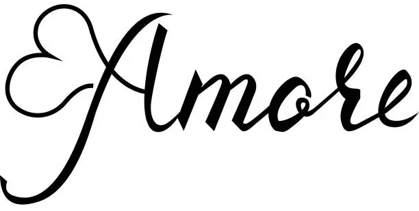 Vector illustration of Amore brush inscription on Italian