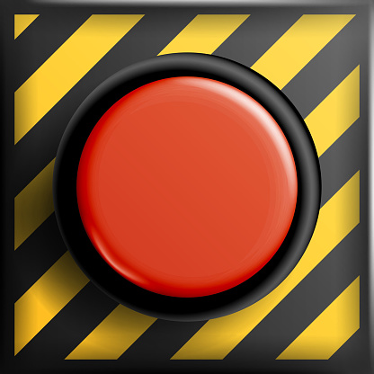 Panic Button Vector. Red Alarm Shiny Button Icon. Psychological Health Illustration
