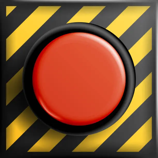 Vector illustration of Red Panic Button Sign Vector. Red Alarm Shiny Button Illustration