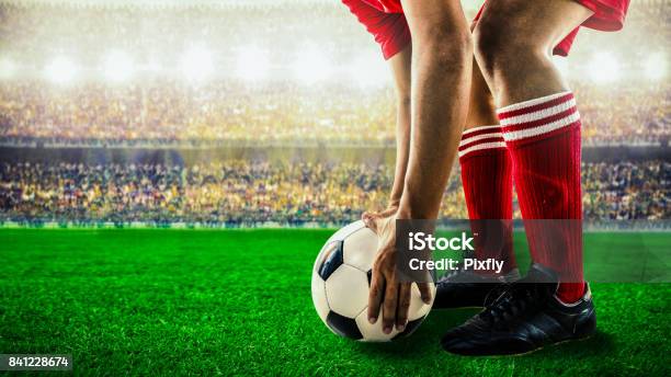 Soccer Football Kick Off Stock Photo - Download Image Now - Soccer, Match - Sport, Close-up