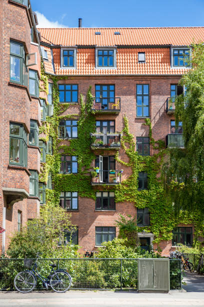 istock Facade of red brick Building with Balconies and Ivy, Copenhagen 841237378