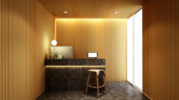 istock reception in lobby for artwork of hotel or Office - 3D Rendering 841241274