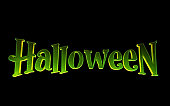 Green logo Halloween on a black background. 3d render