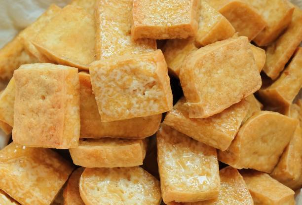 istock Close Up of Golden Brown Deep Fried Tofu 841244922
