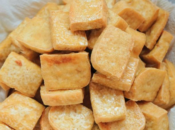 istock Close Up of Golden Brown Deep Fried Tofu 841244948