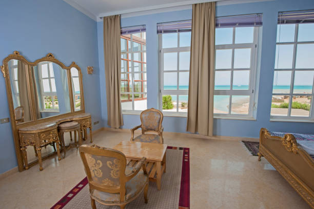 istock Interior design of bedroom in villa with dressing table 841249514