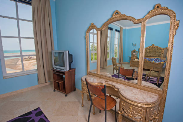 istock Interior design of bedroom in villa with dressing table 841249746