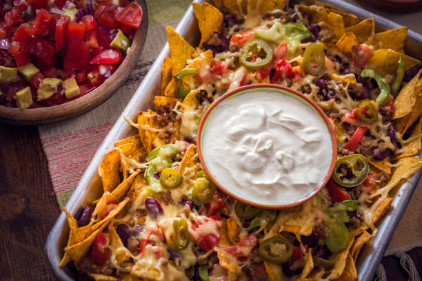 istock Nachos Tortilla Chips with Salsa, Minced Meat and Jalapenos 841253810