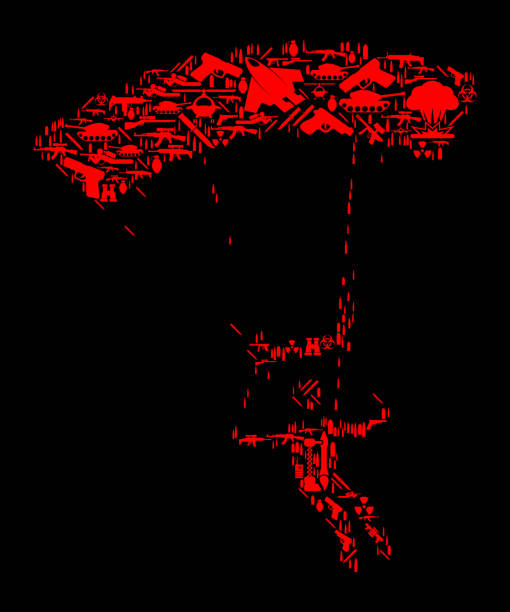パラシュート戦争とモダンウォー フェア ベクトル アイコン パターン - mushroom cloud hydrogen bomb atomic bomb testing bomb点のイラスト素材／クリップアート素材／マンガ素材／アイコン素材