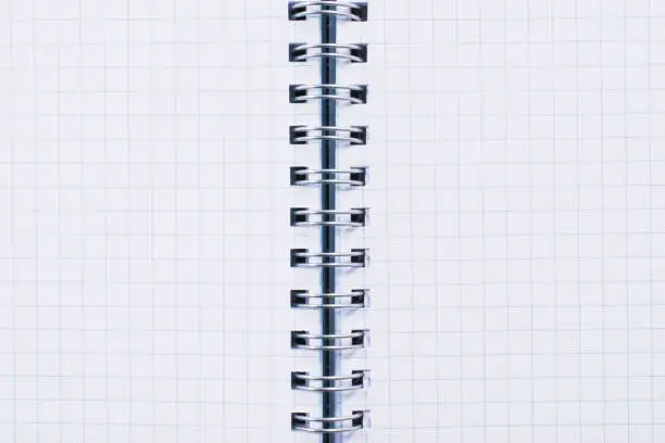 close up of blank spiral notebook.paper background with copy space