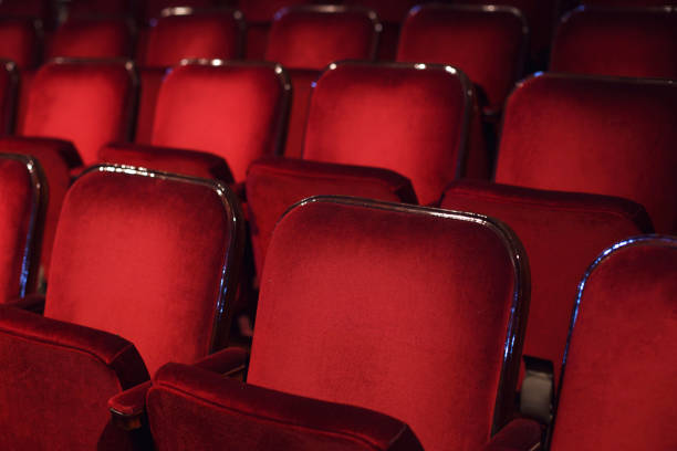 istock Empty red seats with numbers in cinema 841261810