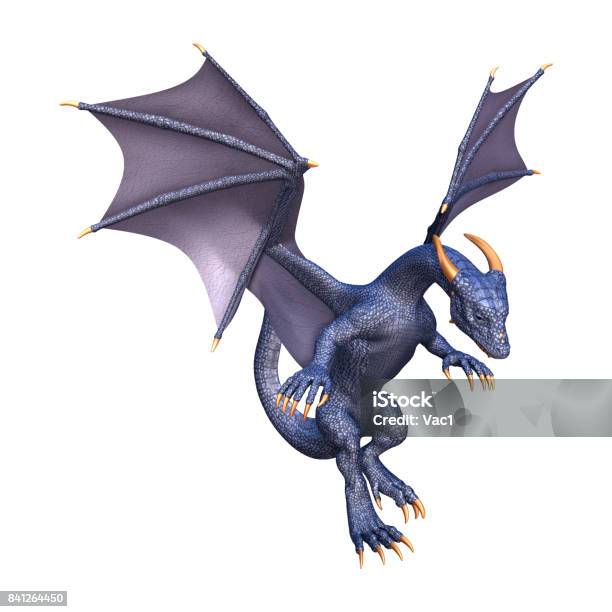 3d Rendering Fantasy Dragon On White Stock Photo - Download Image Now - Dragon, Fantasy, Animal