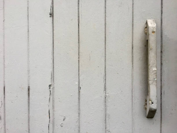 istock Old wooden door with gray paint 841265820