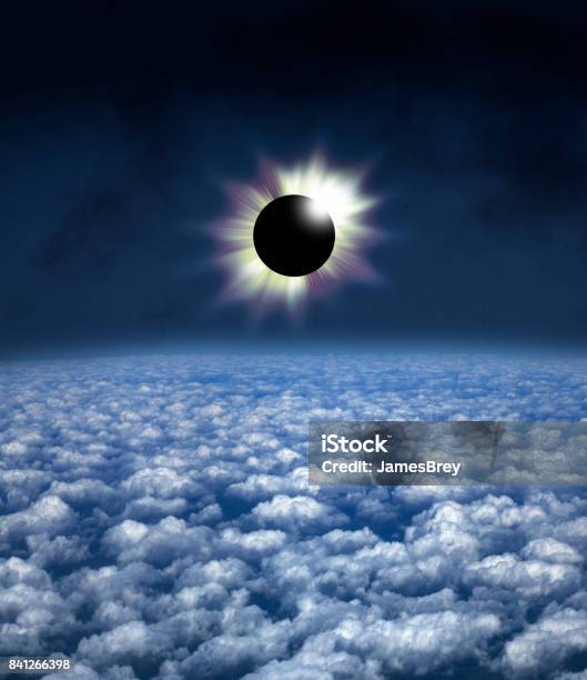 Spectacular Total Solar Eclipse As Seen From Above The Clouds Stock Photo - Download Image Now