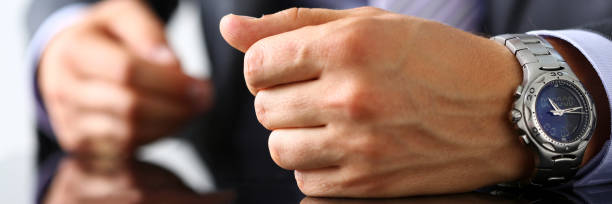 istock Empty arms of man in suit and tie closeup 841272038