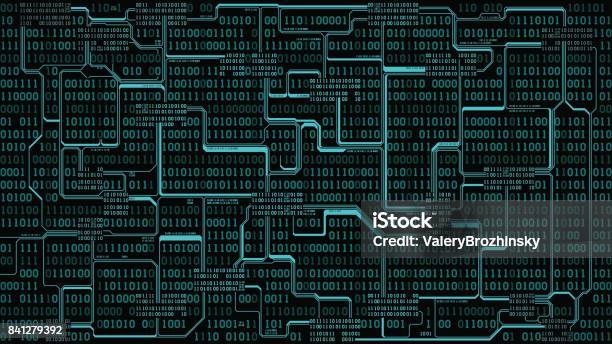 Digital Background Slide Abstract Futuristic Electronic Circuit Board With Binary Code Computer ...
