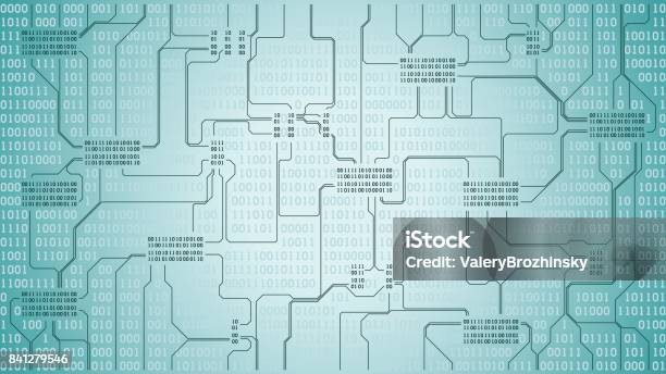 Digital Background Slide Abstract Futuristic Electronic Circuit Board With Binary Code Computer ...